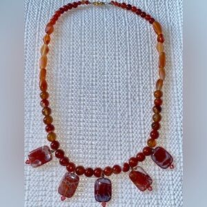 Handcrafted Carnelian & Orange Agate Necklace